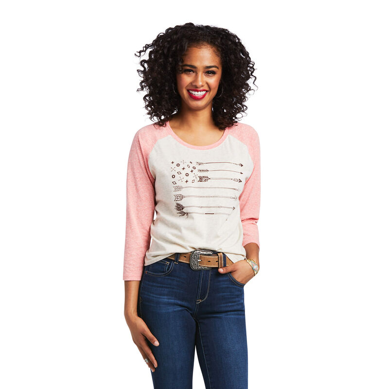 Ariat Arrow Raglan - Naisten Khaki/Pinkki Puserot ( FTXHEI-680 )